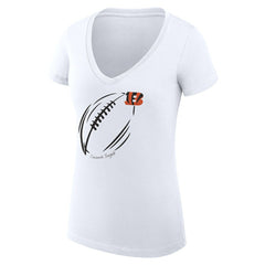 Cincinnati Bengals G-III 4Her by Carl Banks Women's Super-Slim Fit Lightweight Subtle Football V-Neck T-Shirt White | NFL