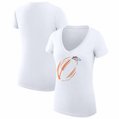 Denver Broncos G-III 4Her by Carl Banks Women's Super-Slim Fit Lightweight Subtle Football V-Neck T-Shirt White | NFL