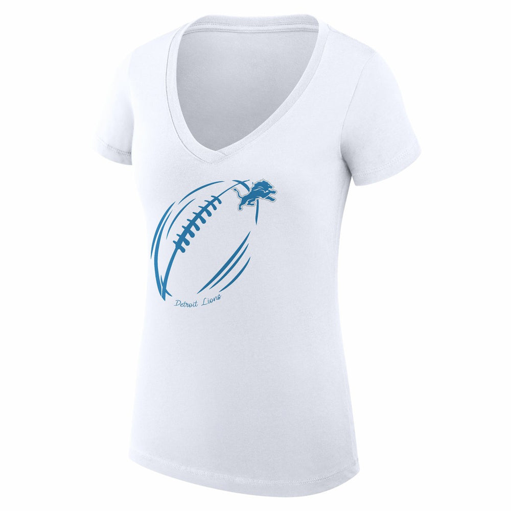 Detroit Lions G-III 4Her by Carl Banks Women's Super-Slim Fit Lightweight Subtle Football V-Neck T-Shirt White | NFL