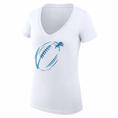 Detroit Lions G-III 4Her by Carl Banks Women's Super-Slim Fit Lightweight Subtle Football V-Neck T-Shirt White | NFL