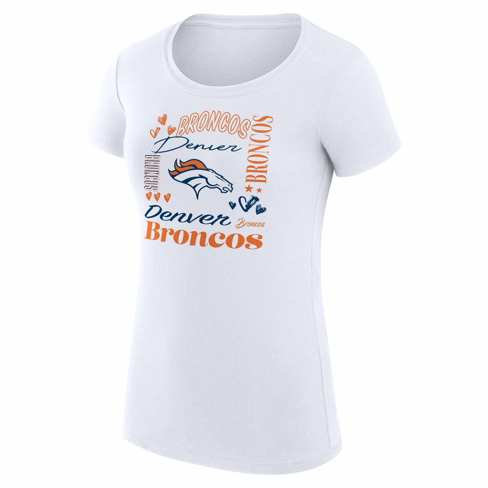 Denver Broncos G-III 4Her by Carl Banks Women's Super-Slim Fit Lightweight Collage Team T-Shirt White | NFL