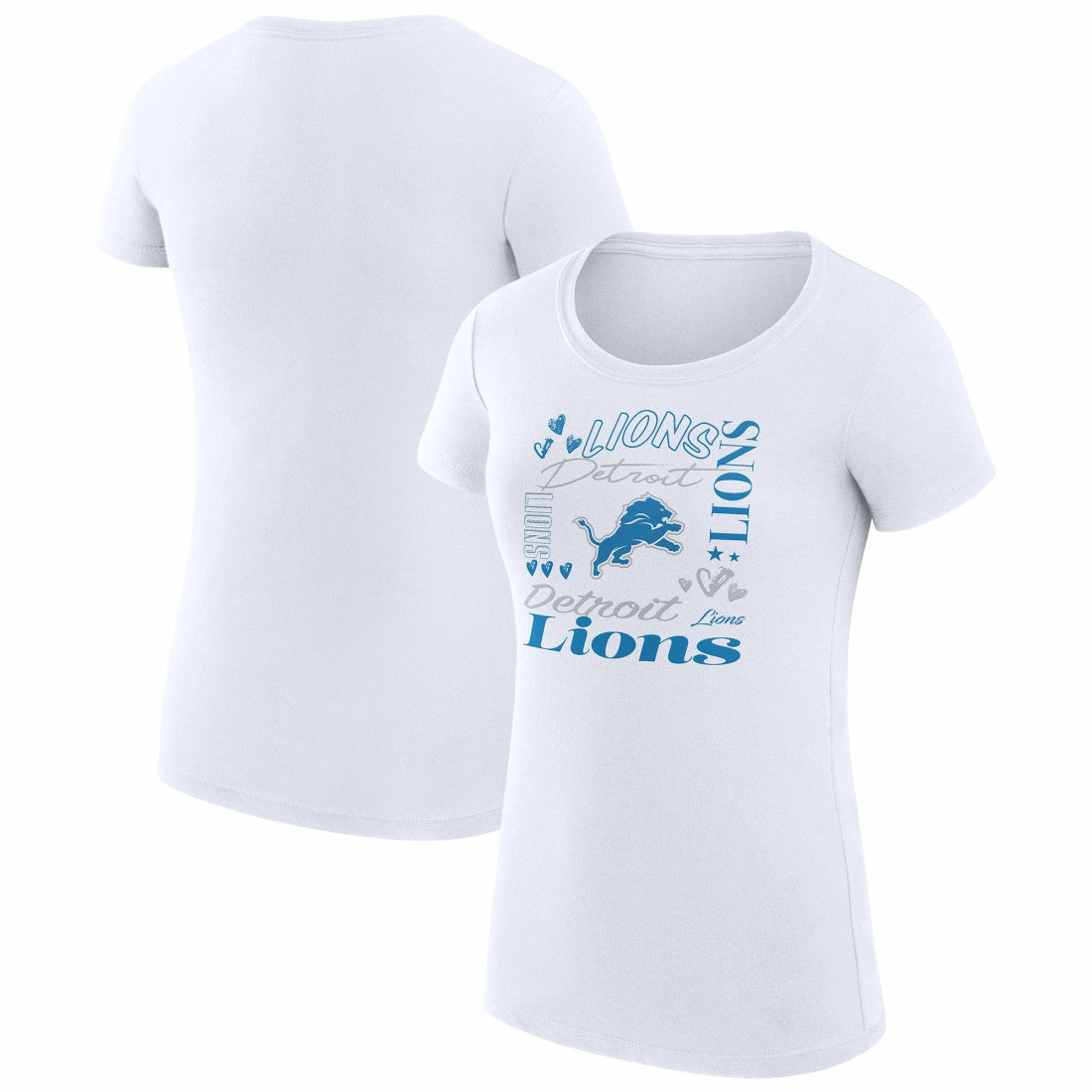 Detroit Lions G-III 4Her by Carl Banks Women's Super-Slim Fit Lightweight Collage Team T-Shirt White | NFL