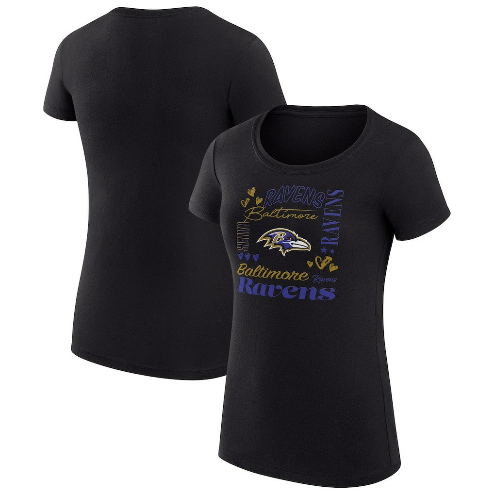 Baltimore Ravens G-III 4Her by Carl Banks Women's Super-Slim Fit Lightweight Collage Team T-Shirt Black | NFL