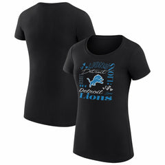 Detroit Lions G-III 4Her by Carl Banks Women's Super-Slim Fit Lightweight Collage Team T-Shirt Black | NFL