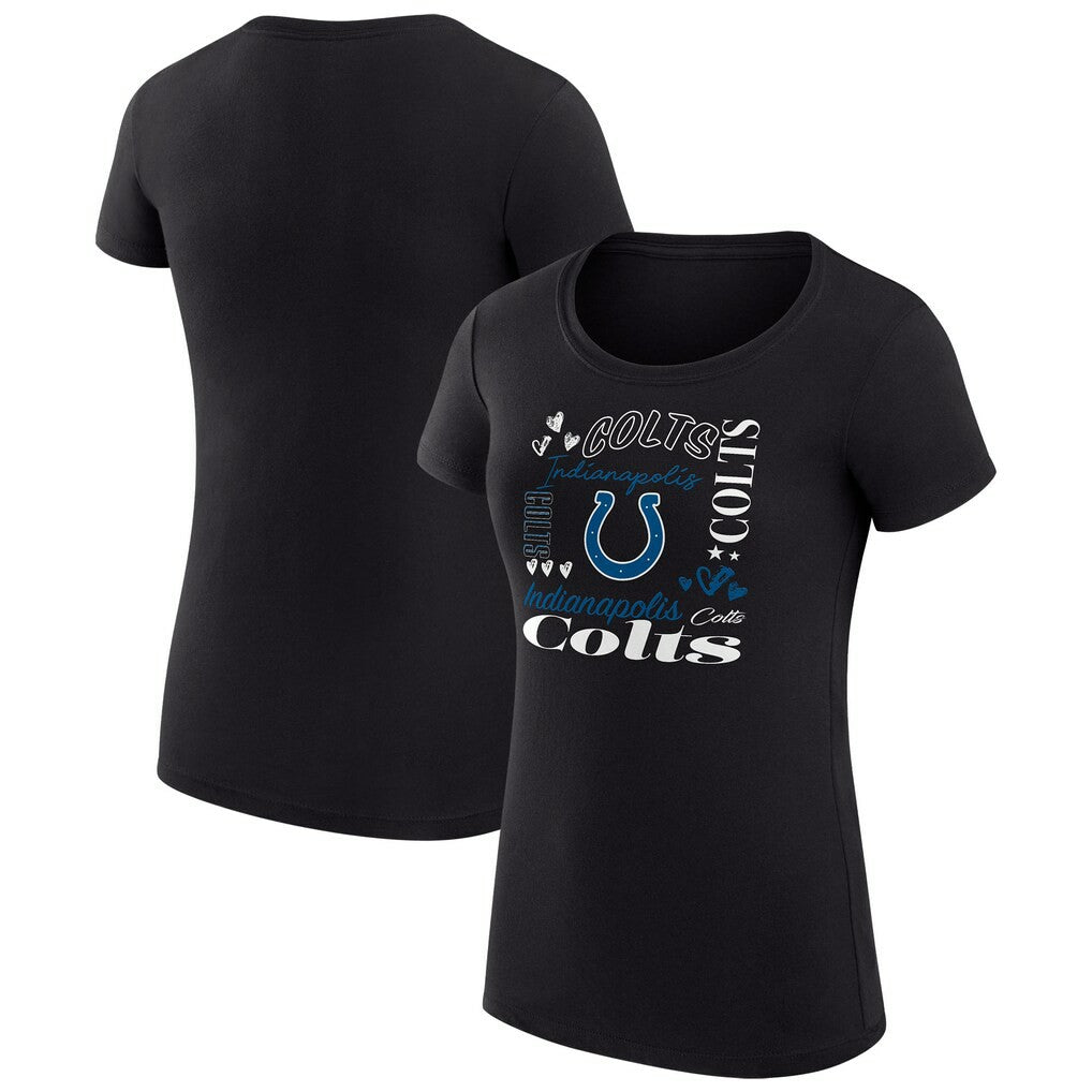 Indianapolis Colts G-III 4Her by Carl Banks Women's Super-Slim Fit Lightweight Collage Team T-Shirt Black | NFL