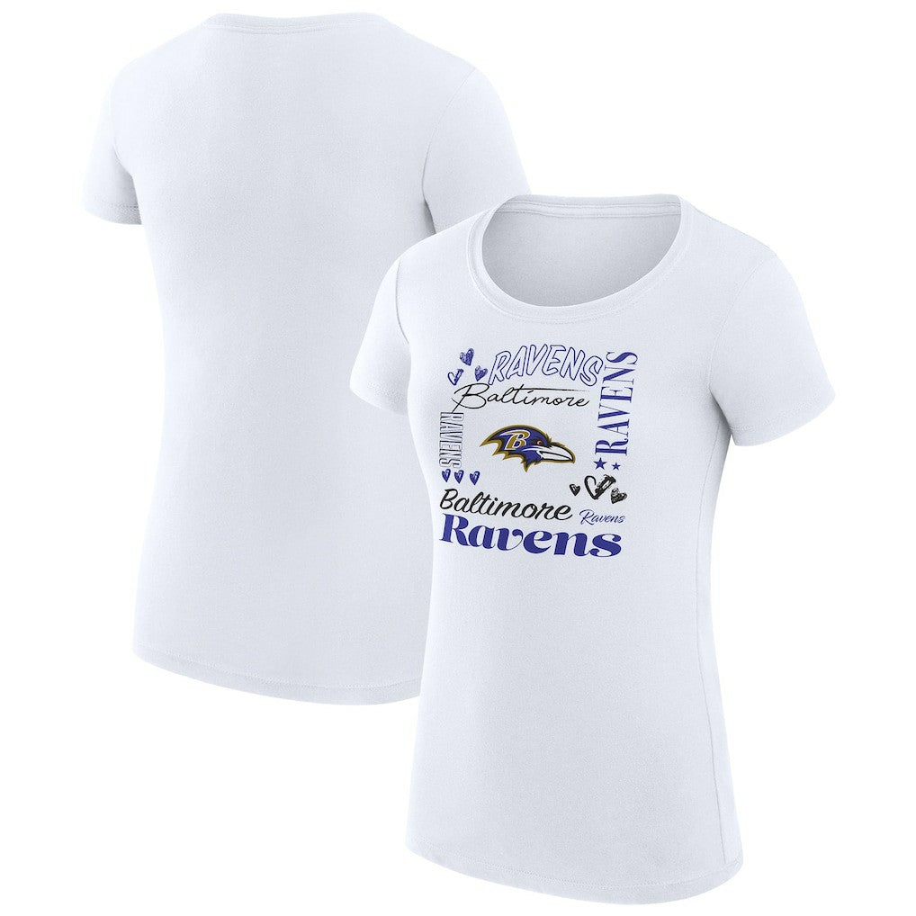 Baltimore Ravens G-III 4Her by Carl Banks Women's Super-Slim Fit Lightweight Collage Team T-Shirt White | NFL