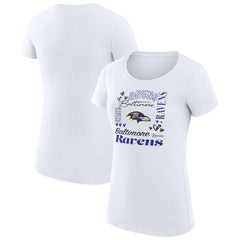 Baltimore Ravens G-III 4Her by Carl Banks Women's Super-Slim Fit Lightweight Collage Team T-Shirt White | NFL