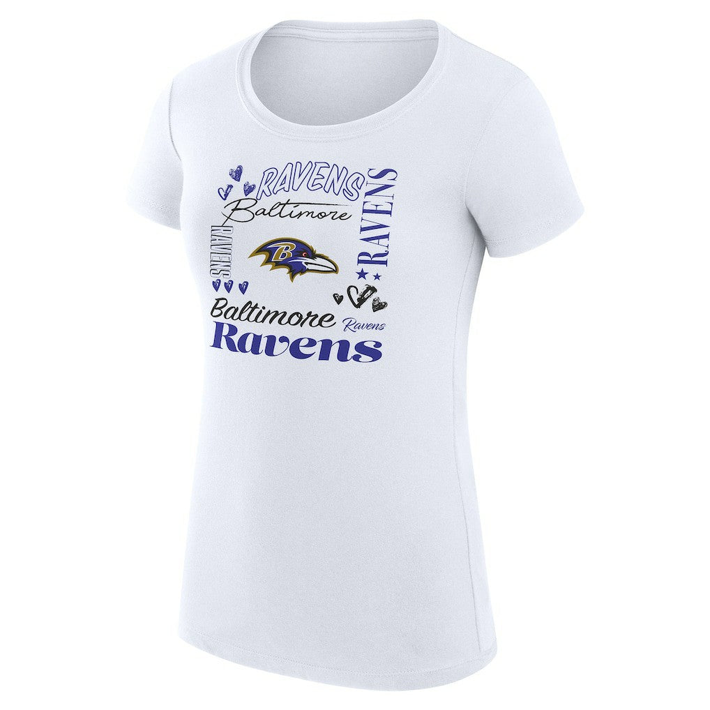 Baltimore Ravens G-III 4Her by Carl Banks Women's Super-Slim Fit Lightweight Collage Team T-Shirt White | NFL