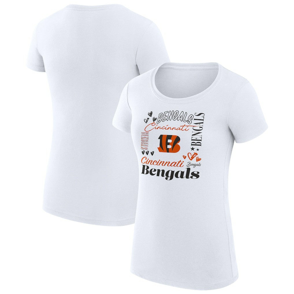 Cincinnati Bengals G-III 4Her by Carl Banks Women's Super-Slim Fit Lightweight Collage Team T-Shirt White | NFL