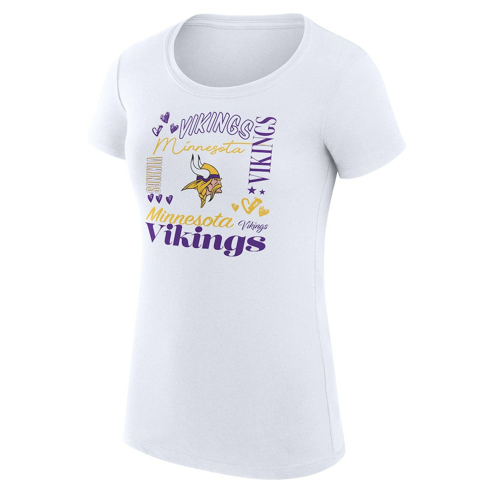 Minnesota Vikings G-III 4Her by Carl Banks Women's Super-Slim Fit Lightweight Collage Team T-Shirt White | NFL