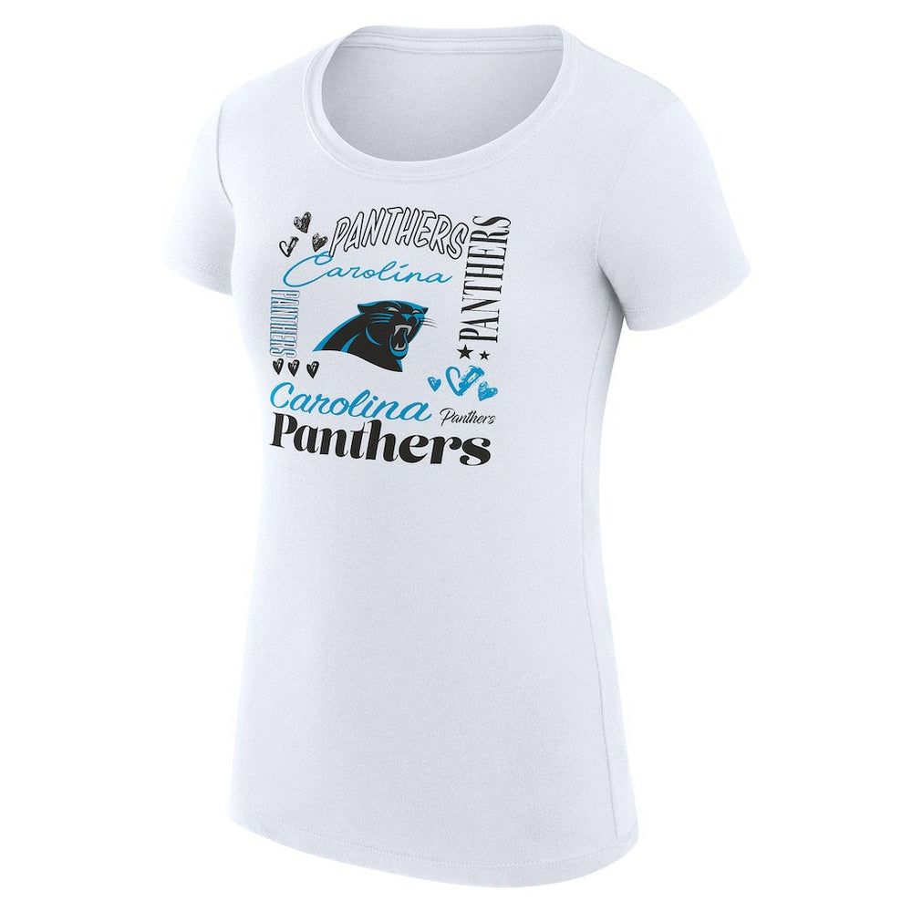 Carolina Panthers G-III 4Her by Carl Banks Women's Super-Slim Fit Lightweight Collage Team T-Shirt White | NFL