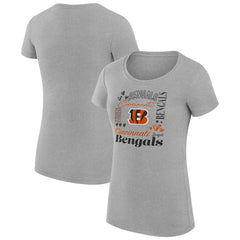 Cincinnati Bengals G-III 4Her by Carl Banks Women's Super-Slim Fit Lightweight Collage Team T-Shirt Heather Gray | NFL