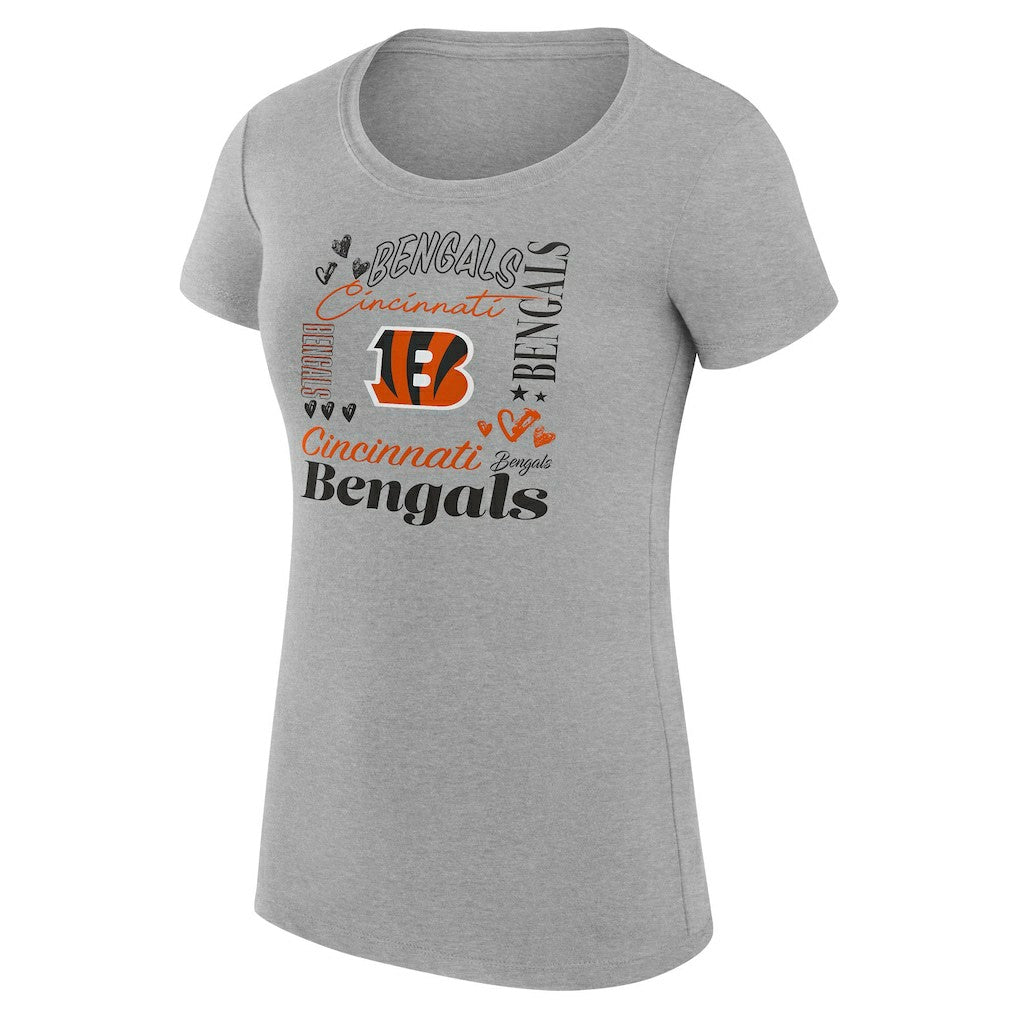 Cincinnati Bengals G-III 4Her by Carl Banks Women's Super-Slim Fit Lightweight Collage Team T-Shirt Heather Gray | NFL