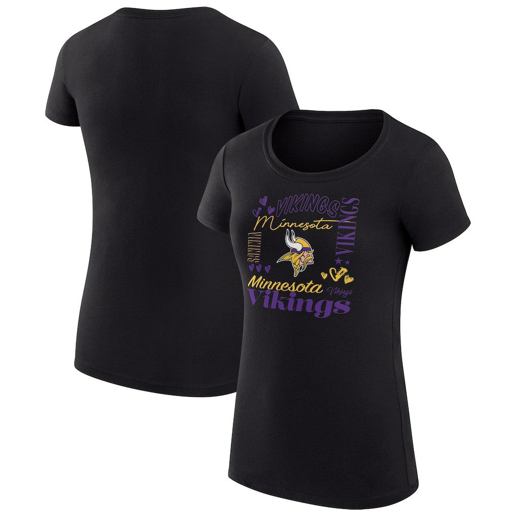 Minnesota Vikings G-III 4Her by Carl Banks Women's Super-Slim Fit Lightweight Collage Team T-Shirt Black | NFL