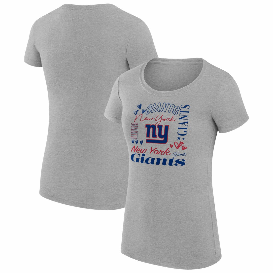 New York Giants G-III 4Her by Carl Banks Women's Super-Slim Fit Lightweight Collage Team T-Shirt Heather Gray | NFL