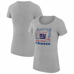 New York Giants G-III 4Her by Carl Banks Women's Super-Slim Fit Lightweight Collage Team T-Shirt Heather Gray | NFL
