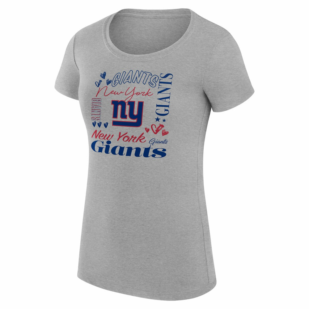 New York Giants G-III 4Her by Carl Banks Women's Super-Slim Fit Lightweight Collage Team T-Shirt Heather Gray | NFL