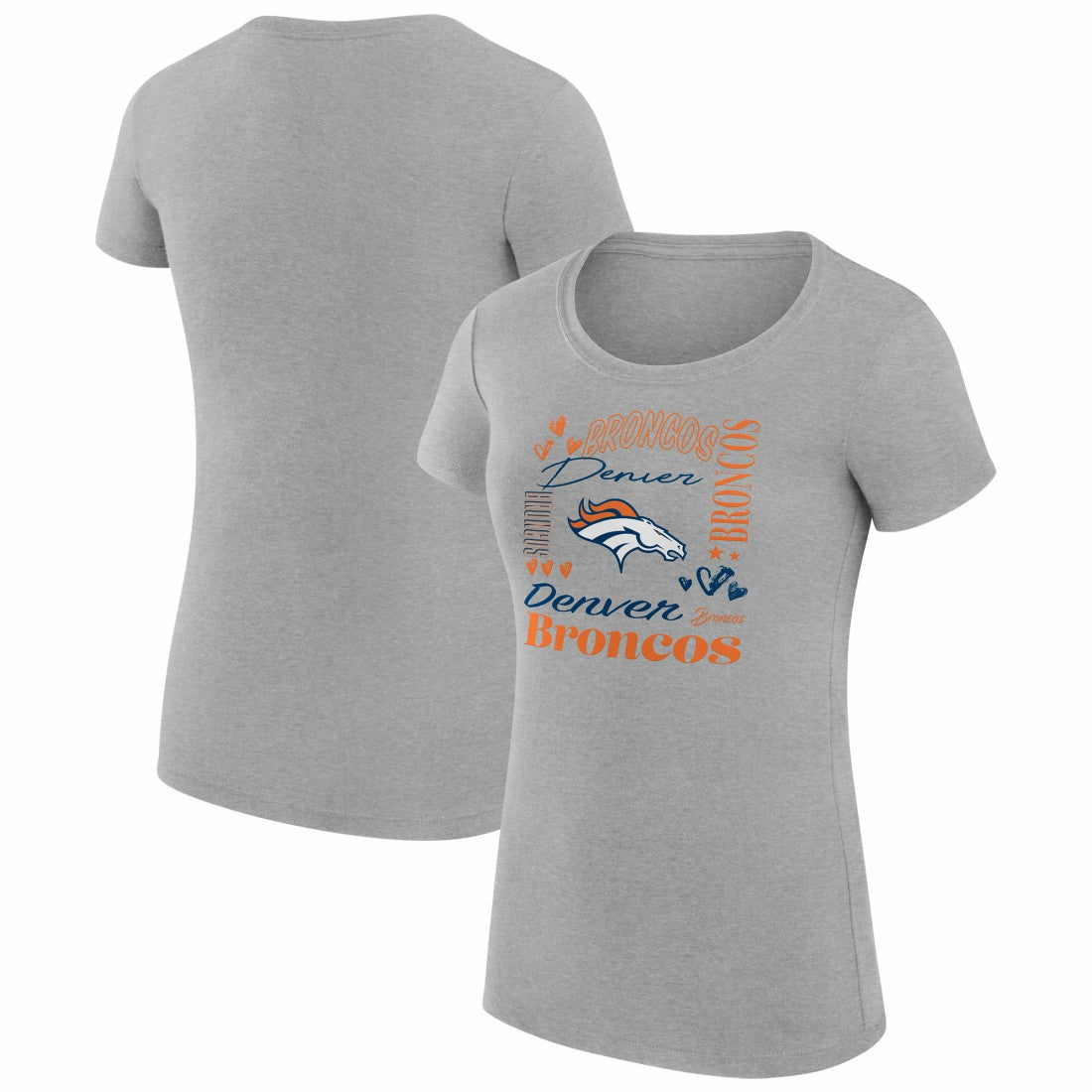 Denver Broncos G-III 4Her by Carl Banks Women's Super-Slim Fit Lightweight Collage Team T-Shirt Heather Gray | NFL