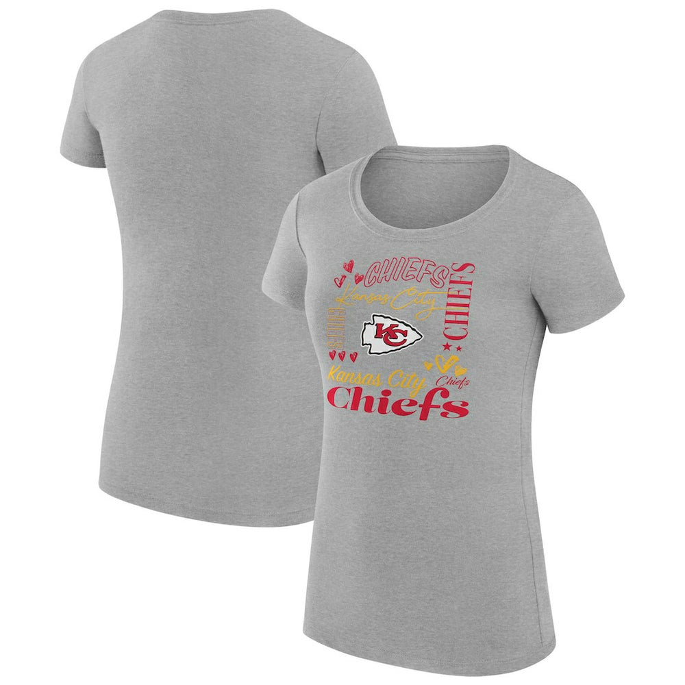 Kansas City Chiefs G-III 4Her by Carl Banks Women's Super-Slim Fit Lightweight Collage Team T-Shirt Heather Gray | NFL