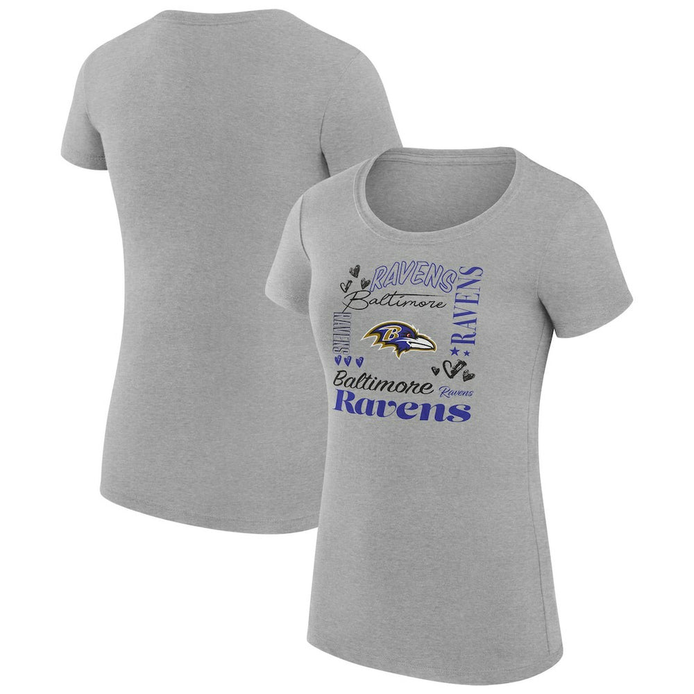 Baltimore Ravens G-III 4Her by Carl Banks Women's Super-Slim Fit Lightweight Collage Team T-Shirt Heather Gray | NFL