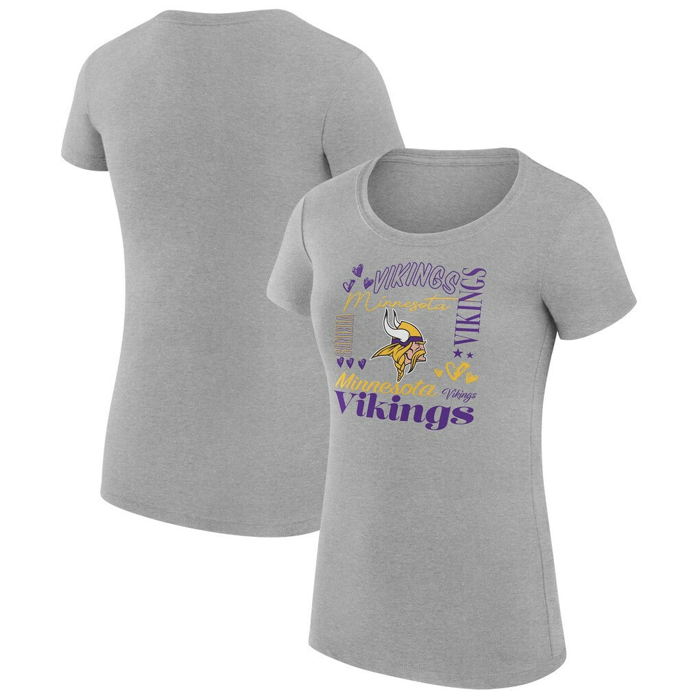 Minnesota Vikings G-III 4Her by Carl Banks Women's Super-Slim Fit Lightweight Collage Team T-Shirt Heather Gray | NFL