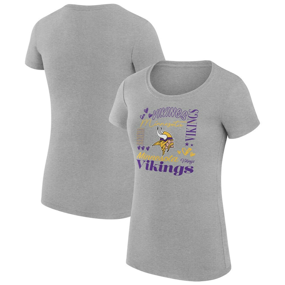 Minnesota Vikings G-III 4Her by Carl Banks Women's Super-Slim Fit Lightweight Collage Team T-Shirt Heather Gray | NFL