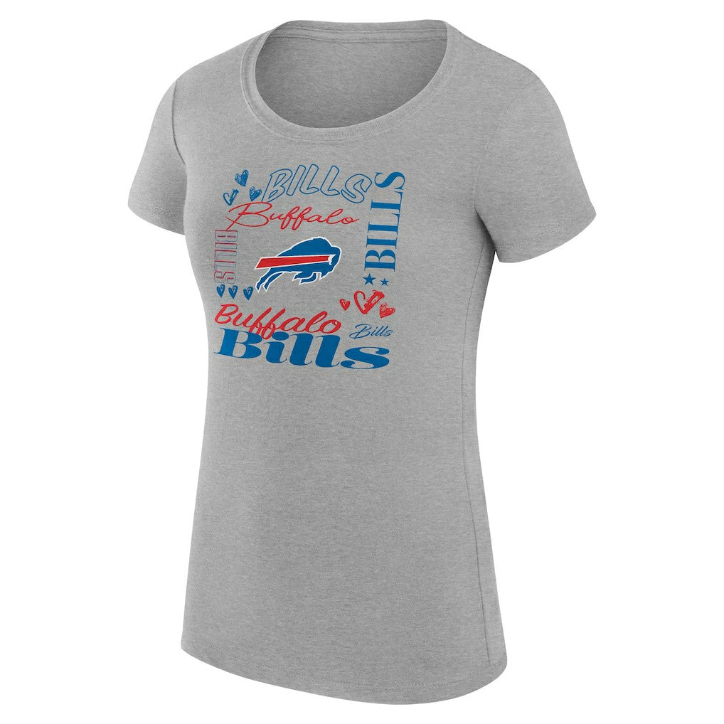 Buffalo Bills G-III 4Her by Carl Banks Women's Super-Slim Fit Lightweight Collage Team T-Shirt Heather Gray | NFL