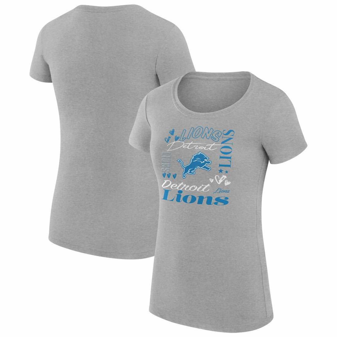 Detroit Lions G-III 4Her by Carl Banks Women's Super-Slim Fit Lightweight Collage Team T-Shirt Heather Gray | NFL