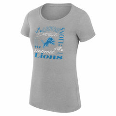 Detroit Lions G-III 4Her by Carl Banks Women's Super-Slim Fit Lightweight Collage Team T-Shirt Heather Gray | NFL