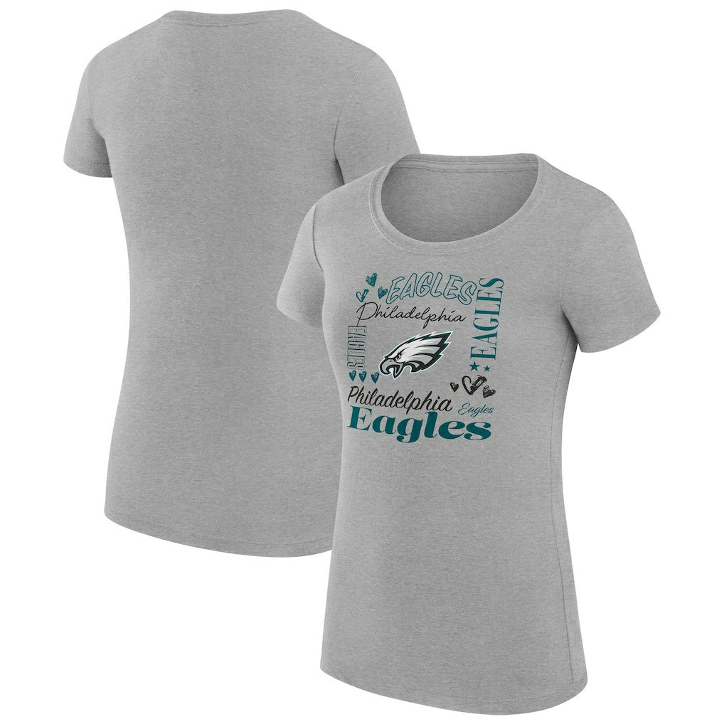 Philadelphia Eagles G-III 4Her by Carl Banks Women's Super-Slim Fit Lightweight Collage Team T-Shirt Heather Gray | NFL