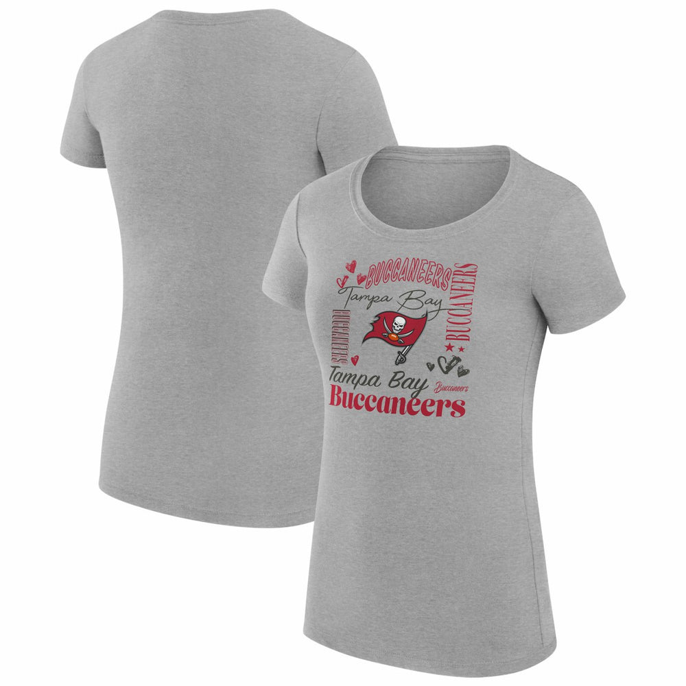 Tampa Bay Buccaneers G-III 4Her by Carl Banks Women's Super-Slim Fit Lightweight Collage Team T-Shirt Heather Gray | NFL