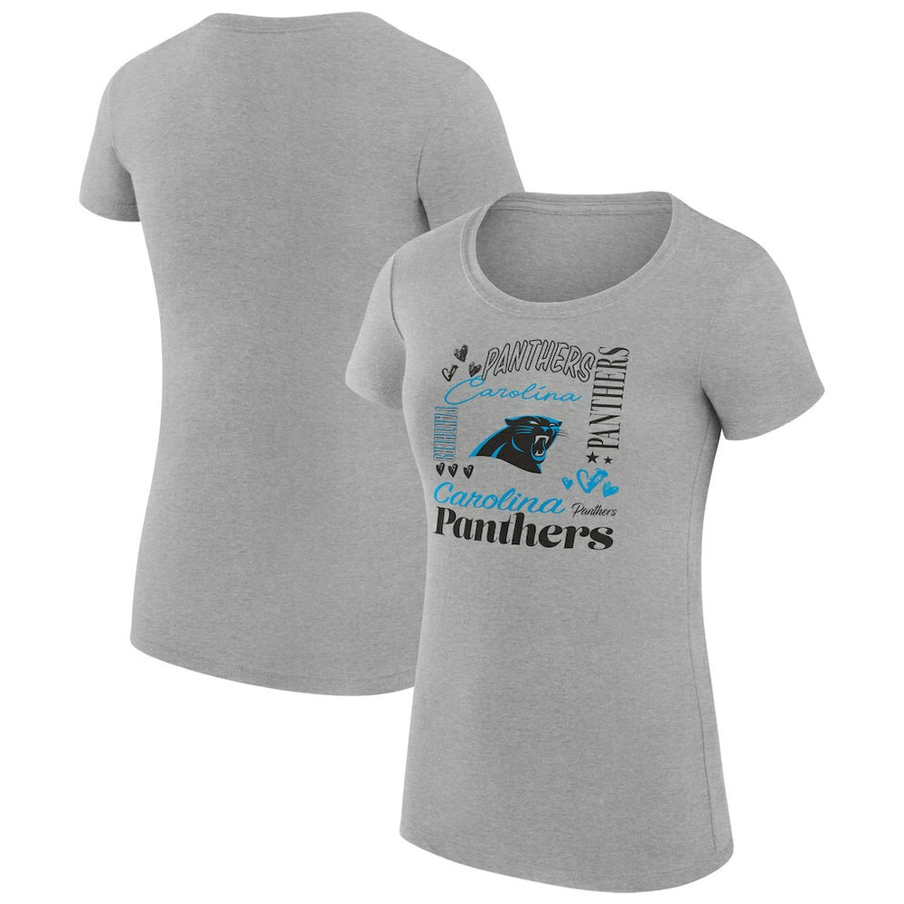Carolina Panthers G-III 4Her by Carl Banks Women's Super-Slim Fit Lightweight Collage Team T-Shirt Heather Gray | NFL