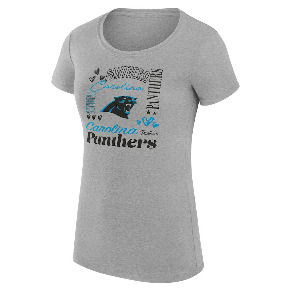 Carolina Panthers G-III 4Her by Carl Banks Women's Super-Slim Fit Lightweight Collage Team T-Shirt Heather Gray | NFL