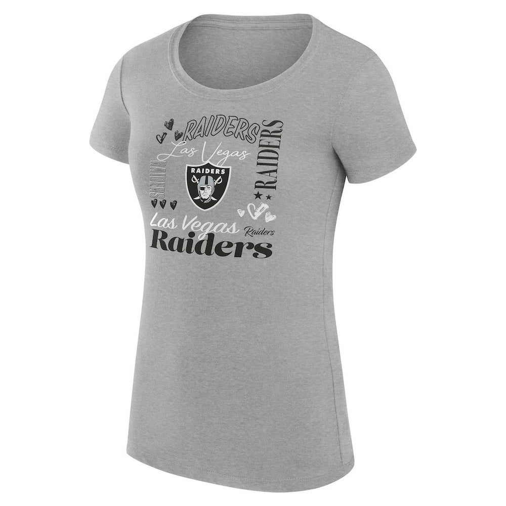 Las Vegas Raiders G-III 4Her by Carl Banks Women's Super-Slim Fit Lightweight Collage Team T-Shirt Heather Gray | NFL