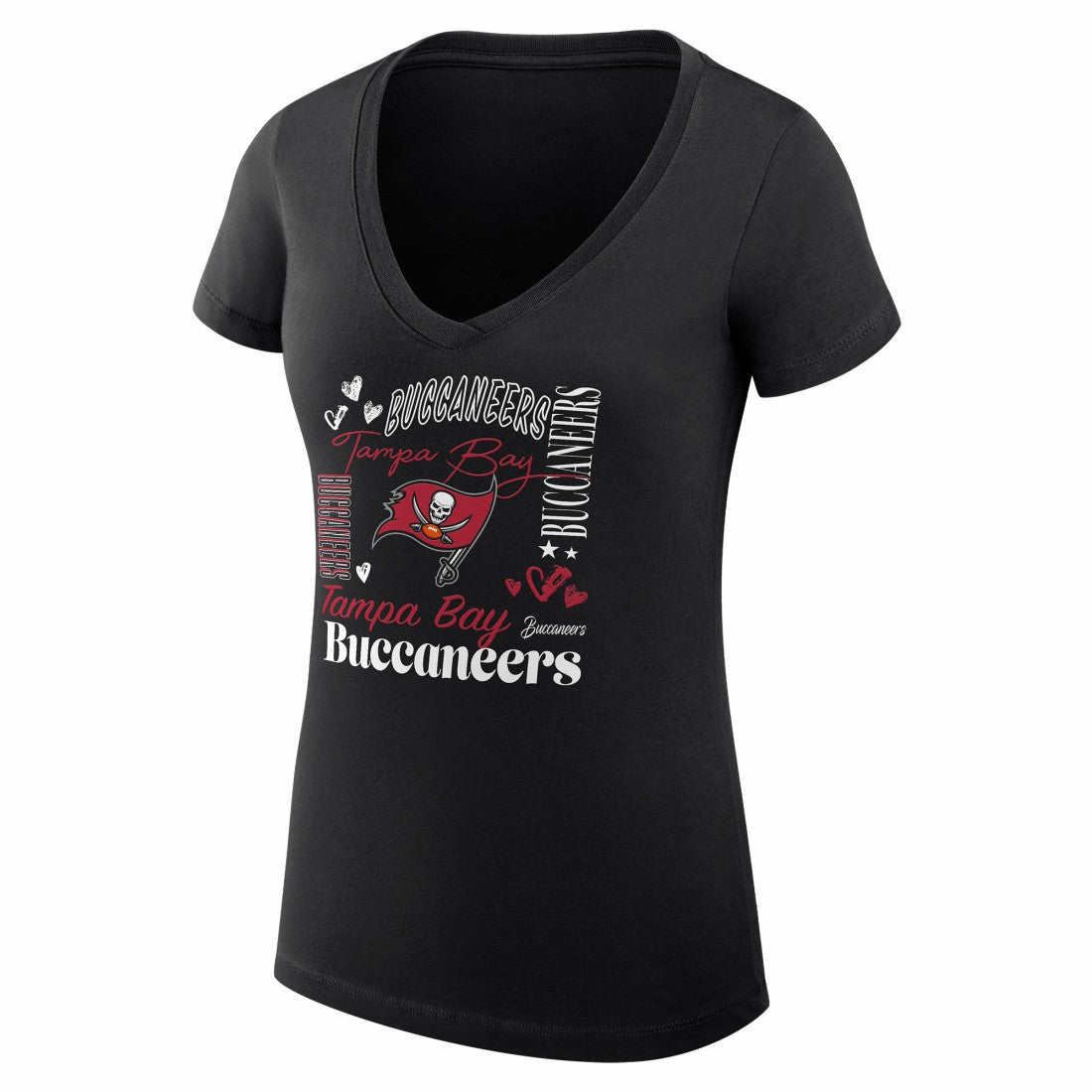 Tampa Bay Buccaneers G-III 4Her by Carl Banks Women's Super-Slim Fit Lightweight Collage Team V-Neck T-Shirt Black | NFL