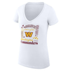 Washington Commanders G-III 4Her by Carl Banks Women's Super-Slim Fit Lightweight Collage Team V-Neck T-Shirt White | NFL