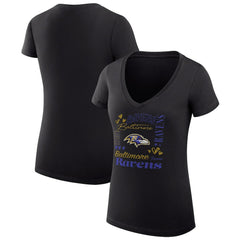 Baltimore Ravens G-III 4Her by Carl Banks Women's Super-Slim Fit Lightweight Collage Team V-Neck T-Shirt Black | NFL