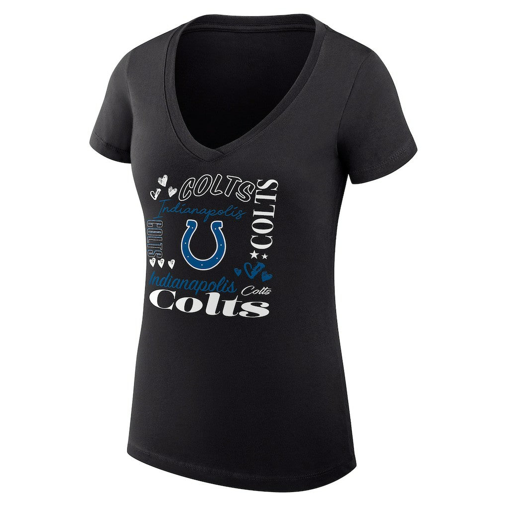 Indianapolis Colts G-III 4Her by Carl Banks Women's Super-Slim Fit Lightweight Collage Team V-Neck T-Shirt Black | NFL