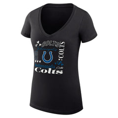 Indianapolis Colts G-III 4Her by Carl Banks Women's Super-Slim Fit Lightweight Collage Team V-Neck T-Shirt Black | NFL