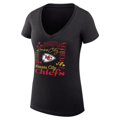 Kansas City Chiefs G-III 4Her by Carl Banks Women's Super-Slim Fit Lightweight Collage Team V-Neck T-Shirt Black | NFL