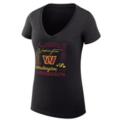 Washington Commanders G-III 4Her by Carl Banks Women's Super-Slim Fit Lightweight Collage Team V-Neck T-Shirt Black | NFL