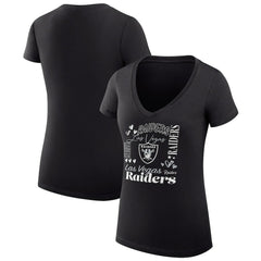 Las Vegas Raiders G-III 4Her by Carl Banks Women's Super-Slim Fit Lightweight Collage Team V-Neck T-Shirt Black | NFL