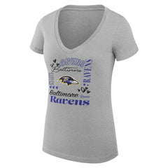 Baltimore Ravens G-III 4Her by Carl Banks Women's Super-Slim Fit Lightweight Collage Team V-Neck T-Shirt Heather Gray | NFL