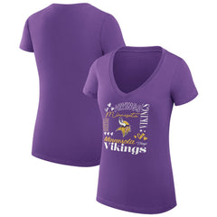 Minnesota Vikings G-III 4Her by Carl Banks Women's Super-Slim Fit Lightweight Collage Team V-Neck T-Shirt Purple | NFL