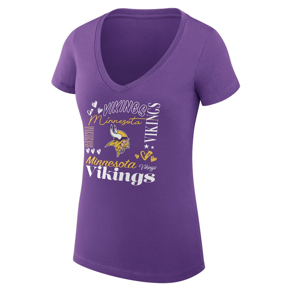 Minnesota Vikings G-III 4Her by Carl Banks Women's Super-Slim Fit Lightweight Collage Team V-Neck T-Shirt Purple | NFL