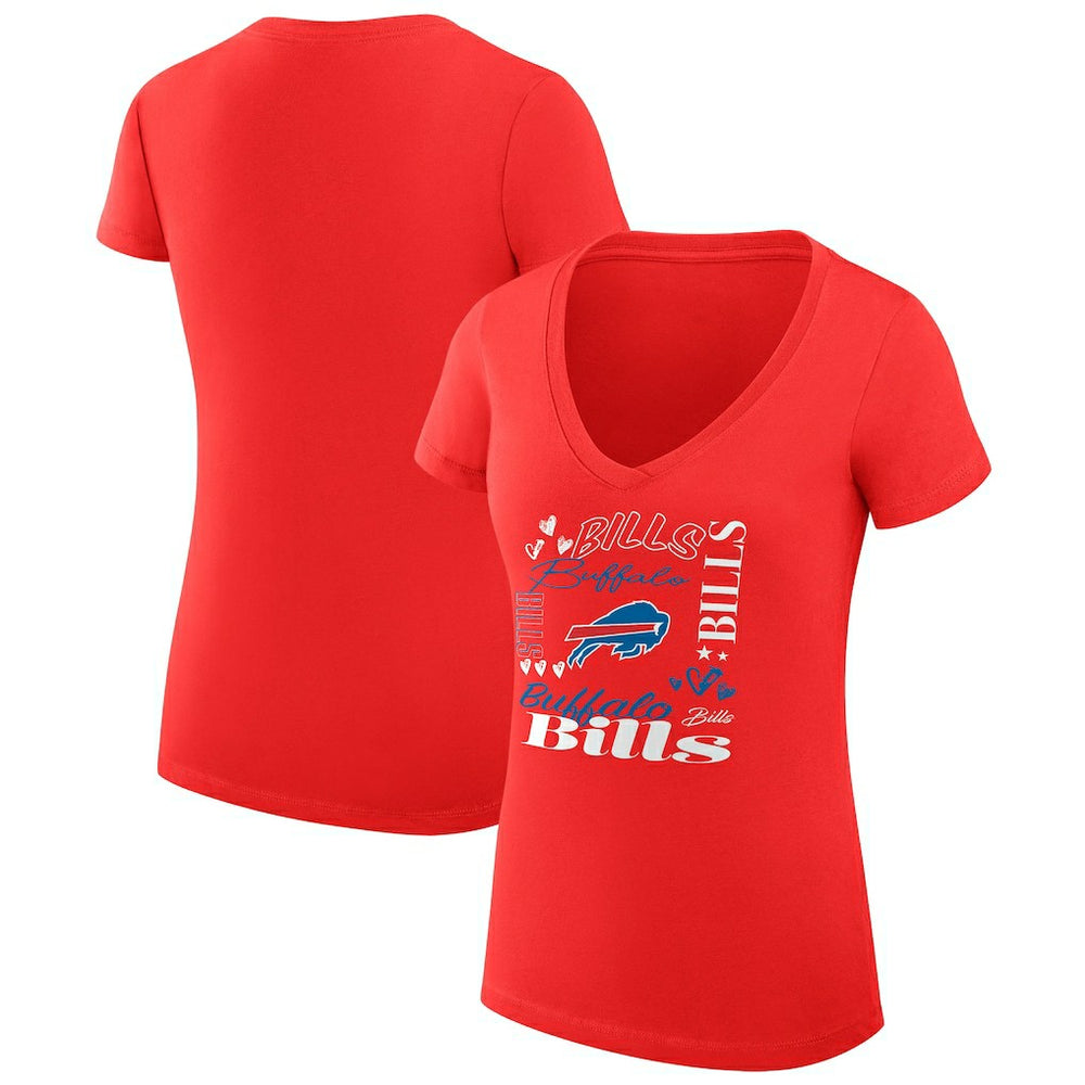 Buffalo Bills G-III 4Her by Carl Banks Women's Super-Slim Fit Lightweight Collage Team V-Neck T-Shirt Red | NFL