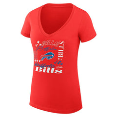 Buffalo Bills G-III 4Her by Carl Banks Women's Super-Slim Fit Lightweight Collage Team V-Neck T-Shirt Red | NFL
