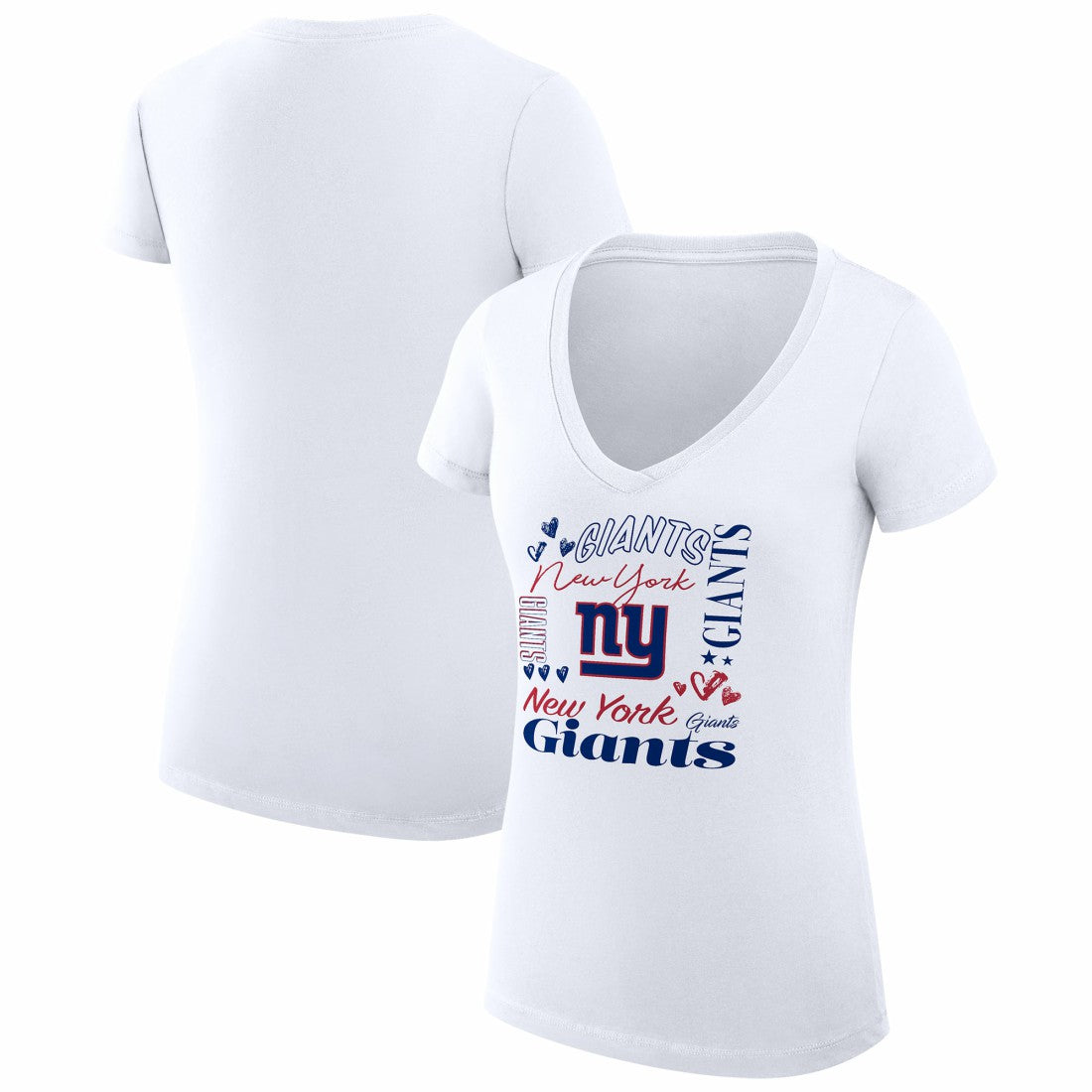 New York Giants G-III 4Her by Carl Banks Women's Super-Slim Fit Lightweight Collage Team V-Neck T-Shirt White | NFL