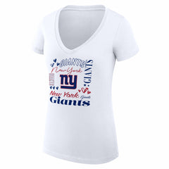 New York Giants G-III 4Her by Carl Banks Women's Super-Slim Fit Lightweight Collage Team V-Neck T-Shirt White | NFL