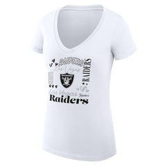 Las Vegas Raiders G-III 4Her by Carl Banks Women's Super-Slim Fit Lightweight Collage Team V-Neck T-Shirt White | NFL